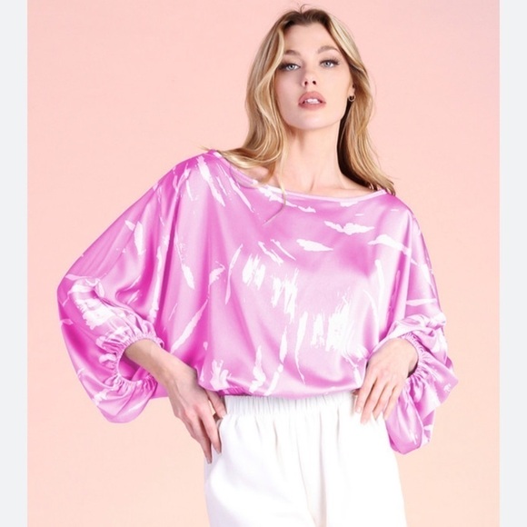Pants Store Tyche Pink Satin Blouse - Picture 1 of 7